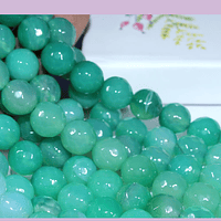 Agatas, Agata facetada en tono verde de 8 mm, tira de 46 piedras apróx