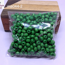 Cuenta de madera color verde 6 mm, bolsa de 25 grs.