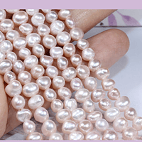 Perla de Río rosa clara, irregular, calidad media, 4 - 5 mm, tira de 80 perlas aprox.