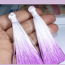 Borla, de hilo de seda color degradé lila, 8 cm de largo, set de 2 unidades
