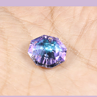 Cristal colgante corte hexagonal, rosa y celeste tornasol, 14 mm, con agujero superior para colgar, por unidad