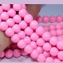 Perla de vidrio rosado de 6 mm, tira de 72 perlas aprox