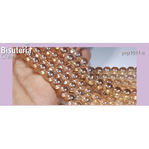 perla de vidrio de 8 mm, amarillo tornasol, tira de 53 perlas aprox.