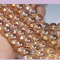 perla de vidrio de 8 mm, amarillo tornasol, tira de 53 perlas aprox.