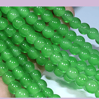 Perla de vidrio verde de 6 mm, tira de 72 perlas aprox