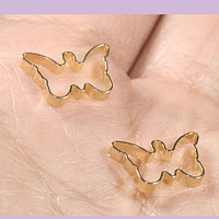 Dije baño de oro en forma de mariposa, 13 x 9 mm, por par