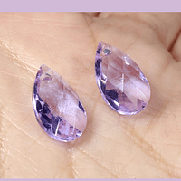 Cristal gota con agujero para colgante, 16 x 9 mm, color lila set de 2 unidades