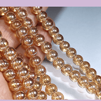Perla de vidrio amarillo tornasol 6 mm, tira de 72 perlas aprox