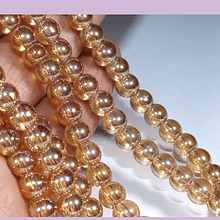 Perla de vidrio amarillo tornasol 6 mm, tira de 72 perlas aprox