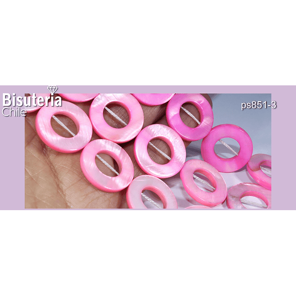 Nacar 20 mm de diámetro, color rosado tira de 20 piedras aprox
