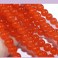 Perla de vidrio pintado 8 mm color naranjo tira de 54 unidades aprox.