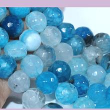 Agatas, Agata facetada en tonos azules de 8 mm, tira de 46 piedras apróx