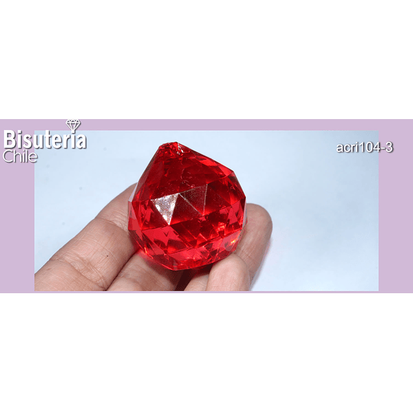 Prisma de acrílico, 41 x 38 mm, color rojo, por unidad