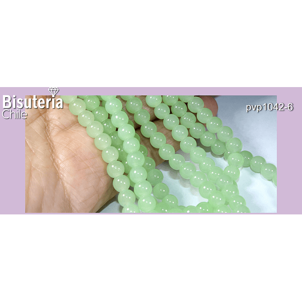 Perla de vidrio verde de 6 mm, tira de 72 perlas aprox