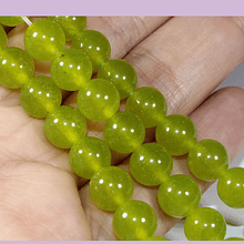 Jade calcedonia color verde claro de 8 mm, tira de 47 piedras aprox