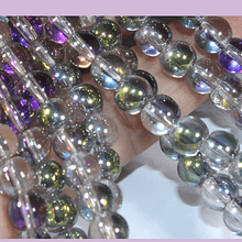 Perla de vidrio tornasol de 6 mm, tira de 72 perlas aprox
