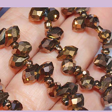 Cristal gota cobrizo facetado primera calidad, 9x 6 mm, set de 12 cristales