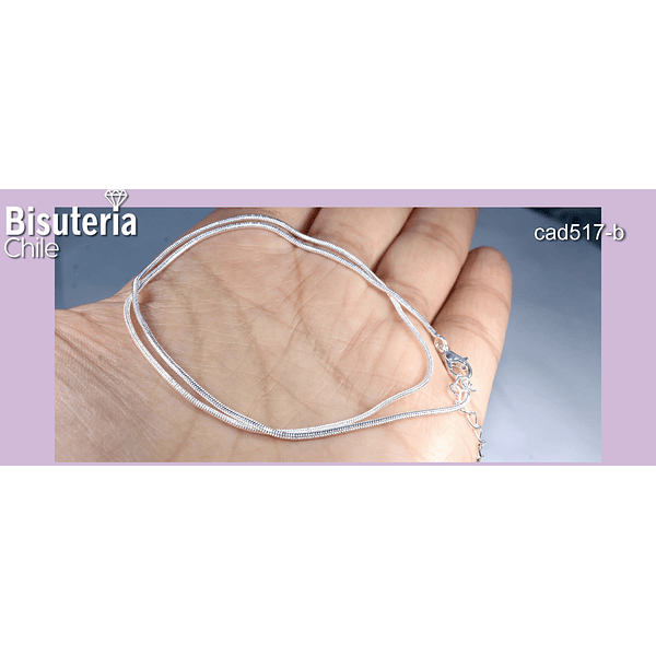 Pulsera doble baño de plata, 36 de largo más extensión, por unidad