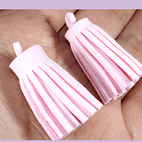 Borla de gamuza rosada, 30 mm, de largo, set de 2 unidades