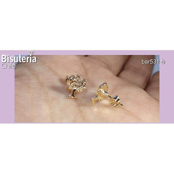 Aro terminado baño de oro 18 k, color oro claro, 10 x 11 mm, por par