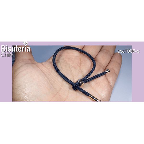 Pulsera de cordón con manillas y terminal de baño de oro de 18 k, color azul por unidad