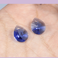 Cristal colgante gota facetado color azul de 11.5 x 8 mm, set de 2 unidades