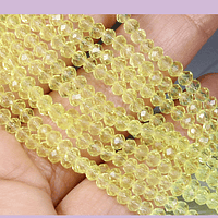 Cristal facetado color amarillo de 3 mm x 2 mm, tira de 125 cristales aprox