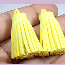 Borla de gamuza , amarillo de 30 mm de largo, set de 2 unidades