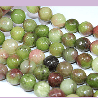 Agatas, Agata facetada en tonos verdes y naranjos de 8 mm, tira de 46 piedras apróx