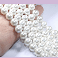 Perla Shell 8 mm, en tonos blancos, tira de 48 perlas aprox