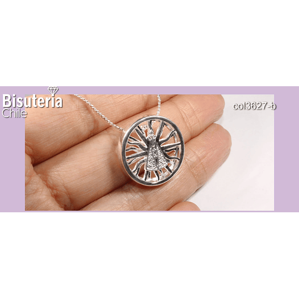 Colgante baño de plata con Virgen, 22 mm, por unidad, (no incluye cadena)