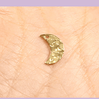 Dije acero dorado con textura en forma de luna, 12 x 8 mm, por unidad