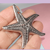 Colgante plateado estrella de mar, 52 mm, por unidad