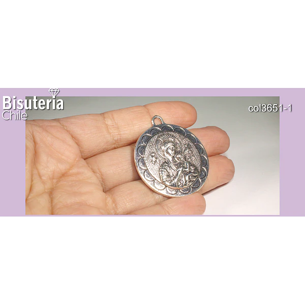 Colgante Virgen con niño, plateado, 36 mm, por unidad