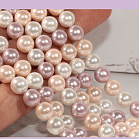 Perla Shell 6 mm, en tonos rosados rosados, tira de 64 perlas aprox