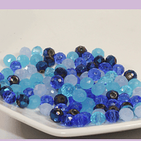 Cristal facetado de 6 mm, multicolor en tonos celestes y azules, set de 100, cristales