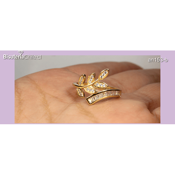 Anillo zirconia y baño de oro, 15.9 mm, N°10, por unidad