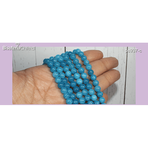 Jade azul de 6 mm, tira de 60 piedras aprox