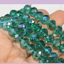 Cristal 10 x 8 mm, verde tornasol, set de 20 unidades