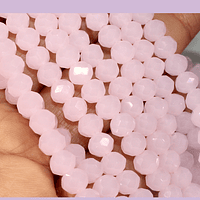 Cristal facetado en color rosado opaco 6 mm, tira de 86 cristales aprox