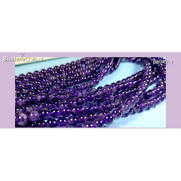 Amatista de 5 mm, tira de 29 piedras