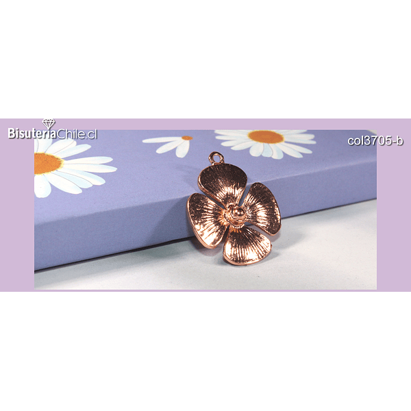 Colgante flor baño de cobre, 22 mm, por unidad