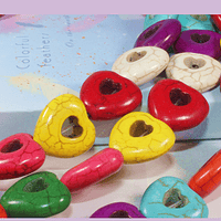 Perla de resina de colores variados en forma de corazón, 15 x 15 mm, tira de 28 unidades aprox.