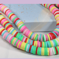 Fimo Tira de cuentas de goma, multicolor en tonos multicolor, de 6 mm de diámetro, tira de 40 cm de largo aprox