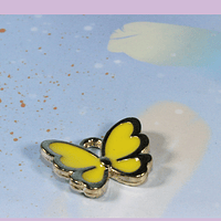 Dije esmaltado mariposa amarillo, base dorado, 10 x 10 mm, por unidad