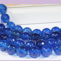 Agatas, Agata facetada en tono azul de 8 mm, tira de 46 piedras apróx