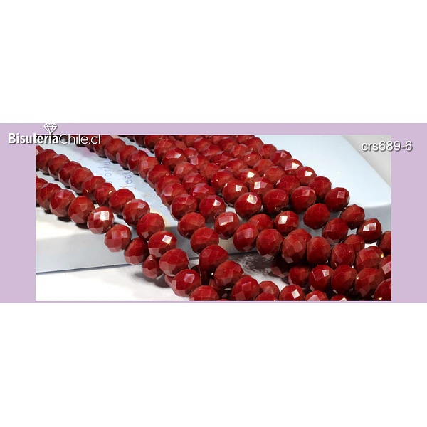 Cristal rojo oscuro de 8 mm, tira de 65 cristales aprox.