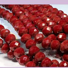 Cristal rojo oscuro de 8 mm, tira de 65 cristales aprox.