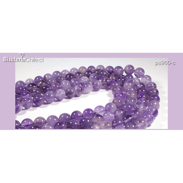 Amatista clara de 10 mm, tira de 18 piedras aprox