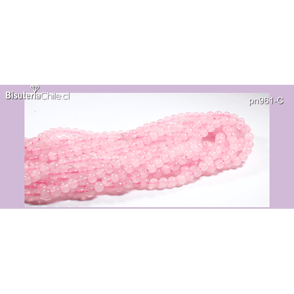 Cuarzo rosado 4,2 mm, tira de 89 piedras aprox